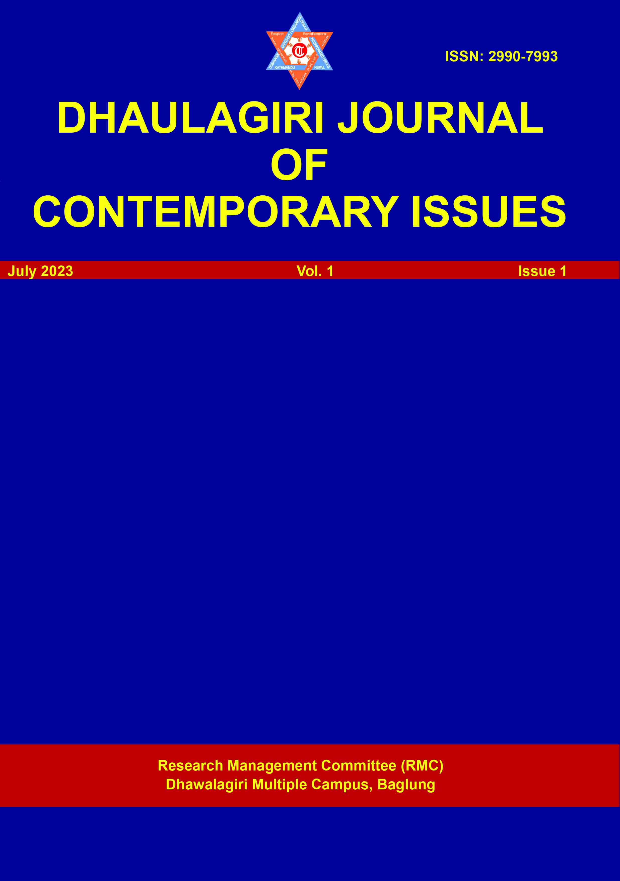 					View Vol. 1 No. 1 (2023): Dhaulagiri Journal of Contemporary Issues
				
